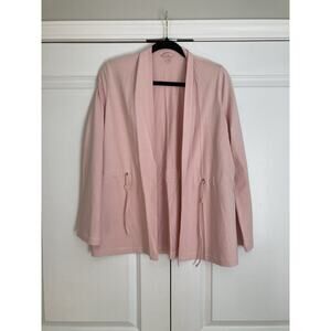 Eileen Fisher Womens Small Shell Pink Easy Jacket Drawstring Open Cardi Casual
